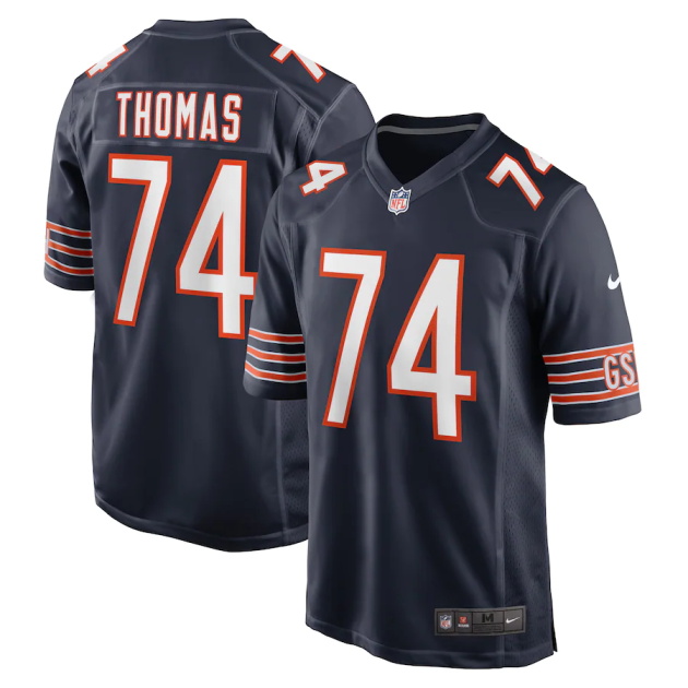 mens nike zachary thomas navy chicago bears game player jersey